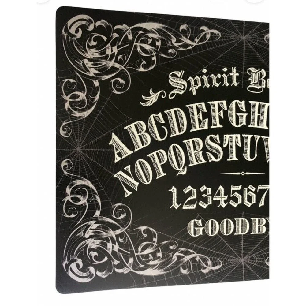 Halloween Ouija Board Placemats Vinyl Foam Back Black Alphabet Goodbye Set of 4